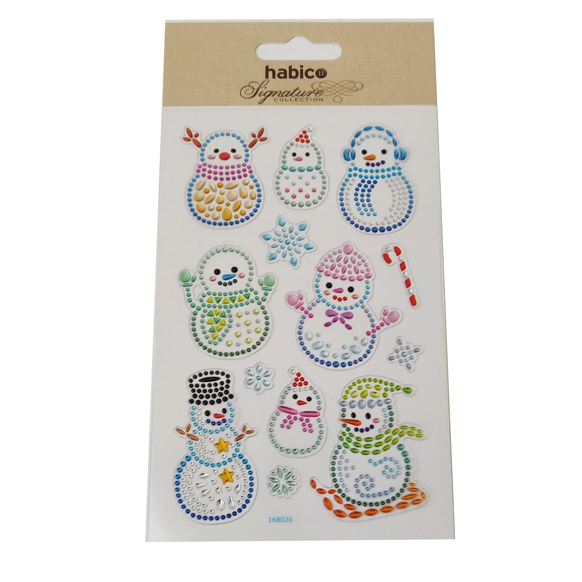 Beautiful Coloured Crystal Stickers for Christmas Craft and Card Making (Snowman)