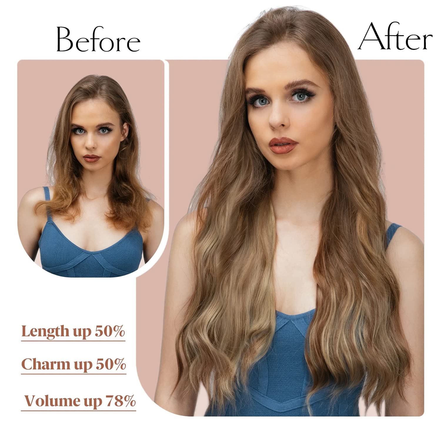 Amazon.com : 20 Inch Long Wavy Clip in Hair Extensions  display picture 1