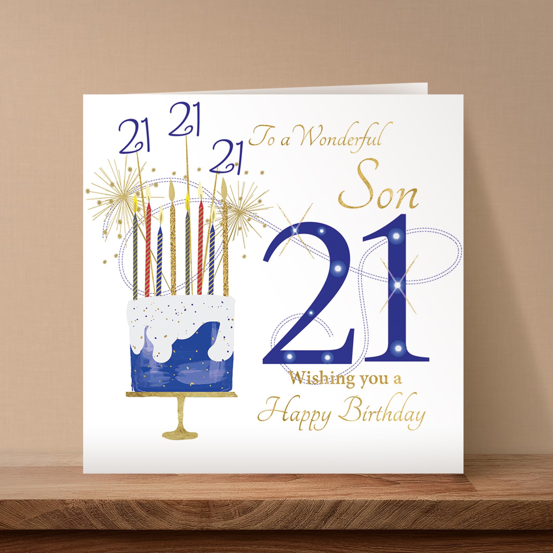UK Greetings Biglietto 21° Compleanno Divertente | Design Sip Sip Hooray Con Bicchiere, Busta Inclusa, 16x18 Cm