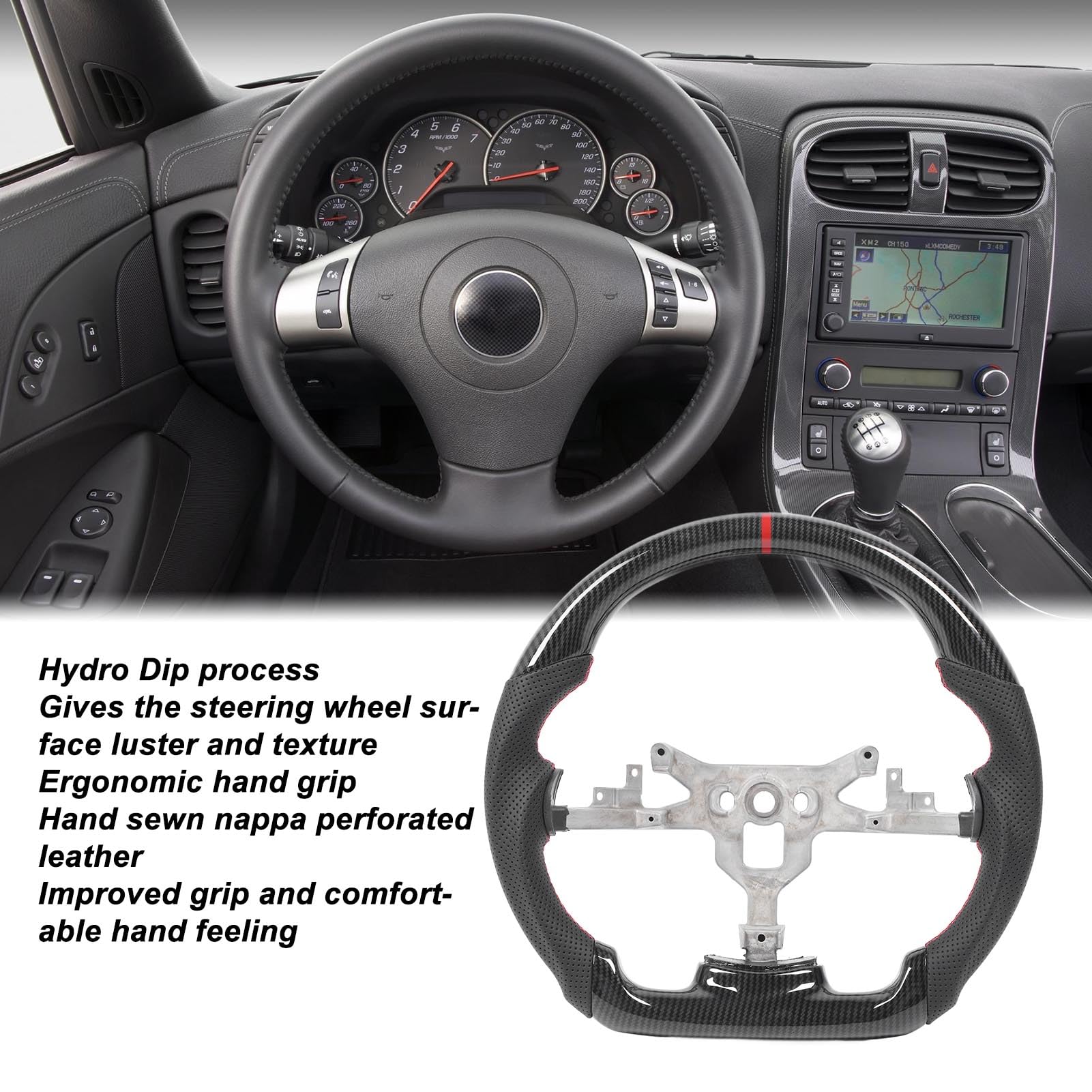 Keenso Kierownica Hydro Dip ABS Carbon Fiber Look Flat Bottom, for