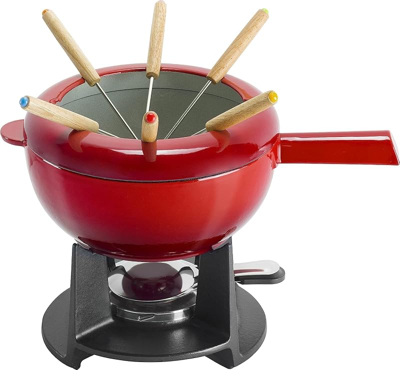 ZWILLING Juego de ollas para fondue de 8 pulgadas con 6 tenedores, para chocolate, caramelo, queso, salsas y más