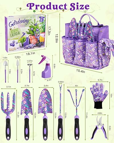 Miniatura 3 de Calendario de Adviento de regalos de jardinería 2025 para mujer, juego de herramientas manuales de jardín de 12 piezas con bolsa de almacenamiento