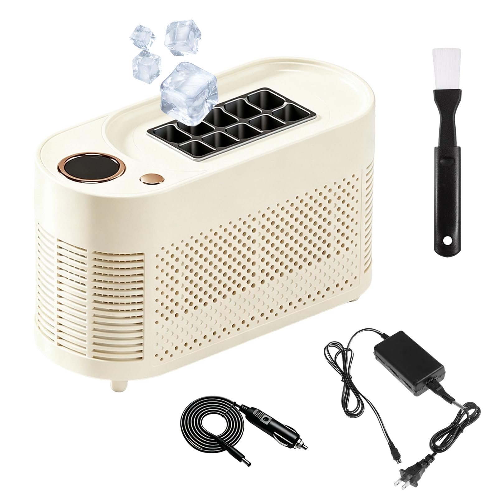 Mini Ice Maker Machine Countertop,10 Cubes in 10-15 Mins,12V/AC Dual-Power