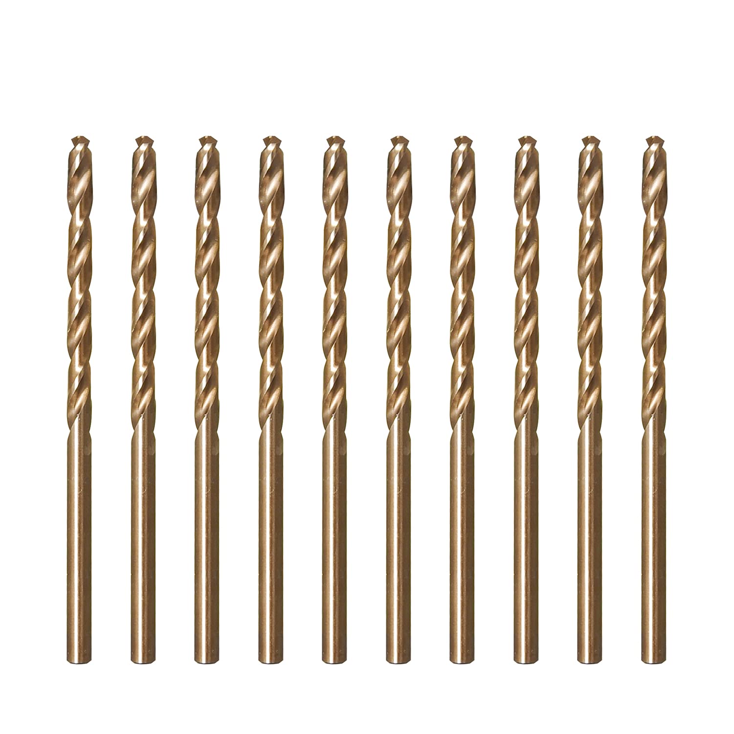 amoolo 4mm 10pcs Cobalt Drill Bit, M35 HSS Metric Cobalt Drill Bit Set for Hard Metal, Stainless Steel, Cast Iron