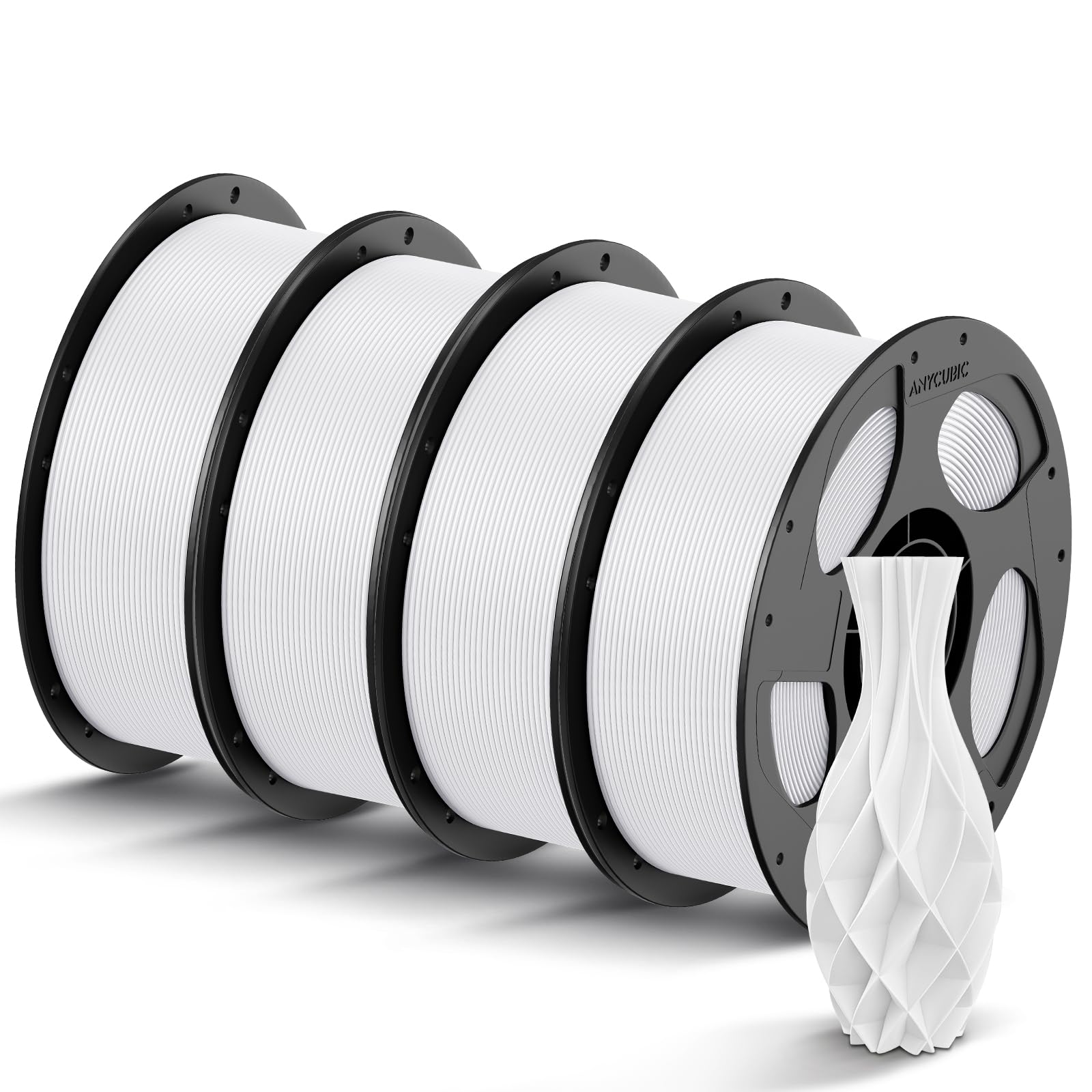 ANYCUBIC Filamento PLA 1,75 mm, Filamento PLA per Stampante 3D, Confezione Sottovuoto, Identificazione Intelligente per Stampa Intelligente, Bianco 4KG | Identificazione intelligente, precisione dimensionale +/- 0,02 mm, bobina riutilizzabile