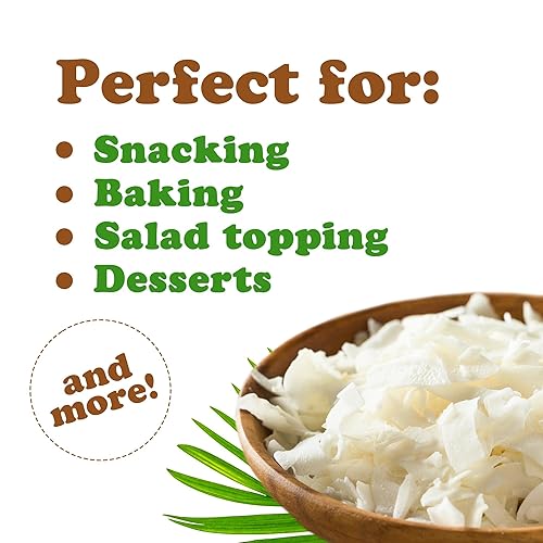 Miniatura 6 de Chips de coco, 5 onzas  Copos sin azúcar, sin sulfuro, crudo, seco, desecado, carne de coco afeitada, vegana, keto, kosher, a granel, ideal para