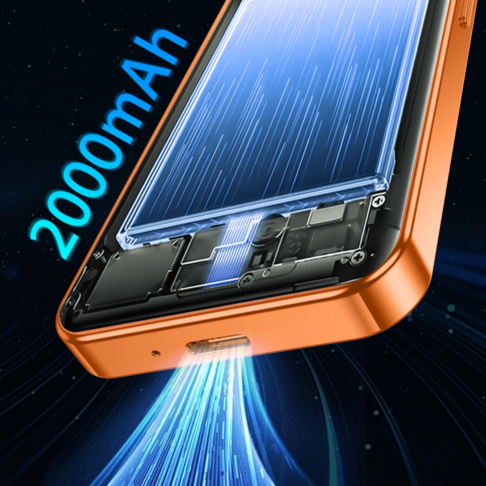 4.5'' Mini Phone 64GB Unlocked 4G Mobile Smartphone with 2000mAh Battery Compact Backup Mini Phone for Kids & Students Dual SIM Face ID Orange | 4.5'' HD Screen — view 6