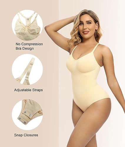 Miniatura 3 de SHAPERX Body para mujer con control de abdomen, espalda cruzada, sin costuras, esculpir el cuerpo, moldeador