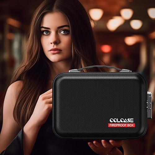 Miniatura 6 de COLCASE Caja de dinero ignífuga con cerradura, funda rígida organizadora de efectivo, diseño de carcasa rígida, resistente al agua, caja fuerte