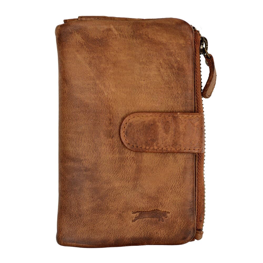 • VEN-Tomy • Damen Geldbörse aus Leder Handgefertigt Brieftaschen Portemonnaie VT912 (Cognac)