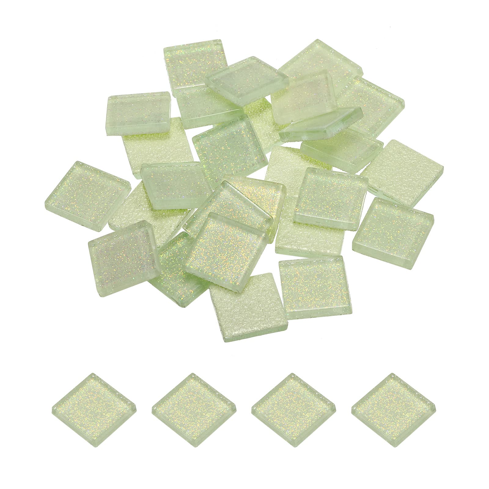 MECCANIXITY Mosaic Tiles, Glass Tiles, Shine Crystal Mosaic Glass Pieces Bulk Square Glitter Crystal Mosaic Tiles 2 x 2cm for Home Decoration, DIY Crafts, Pack of 25(100g, White)