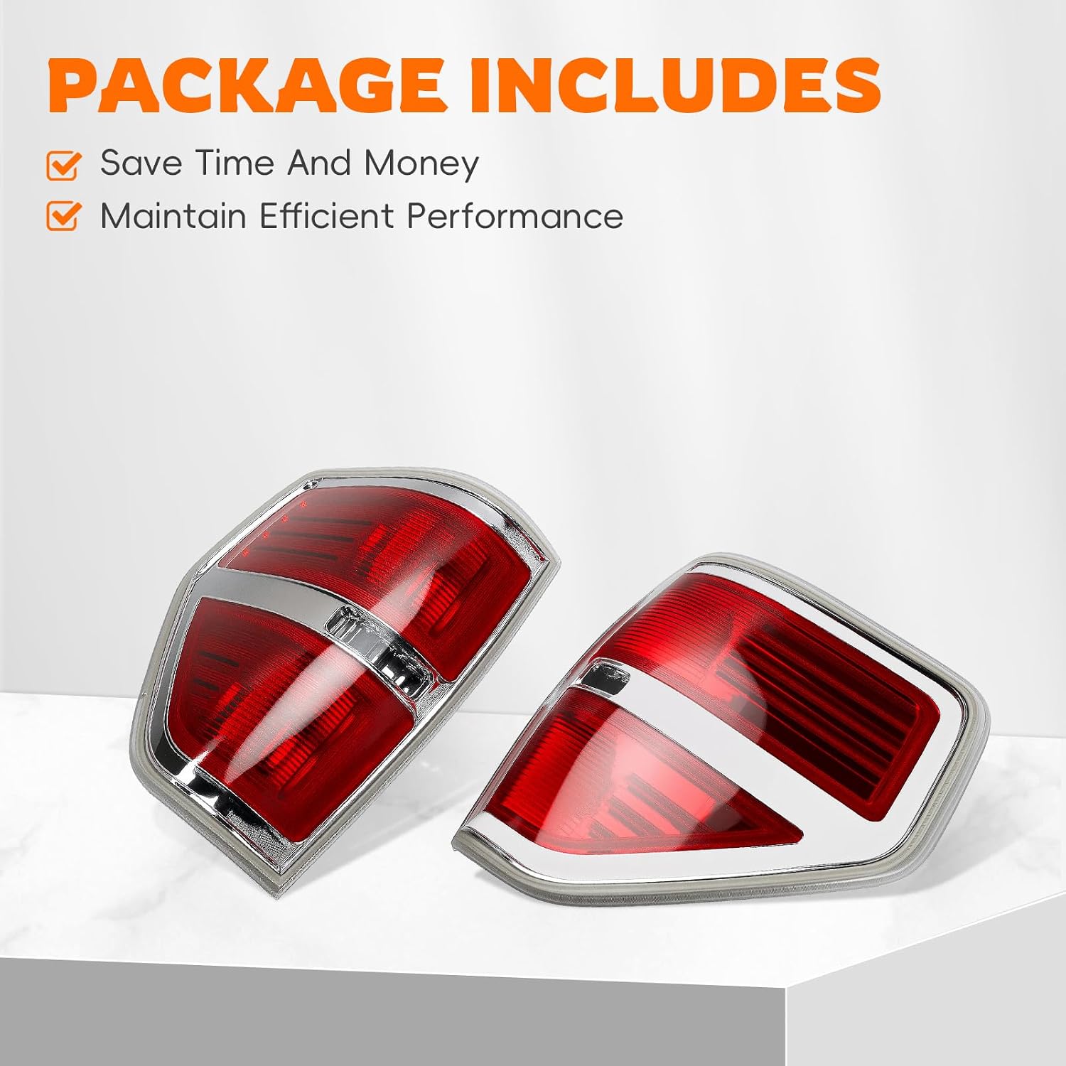 GoaMotors BL3Z13405AA Silver Rear Tail Lights Compatible with Ford F150 2009-2014 Brake Lamps Left and Right Side Replaces BL3Z13404AA FO2818148 FO2819148 FO2818150 BL3Z13405B BL3Z13404B