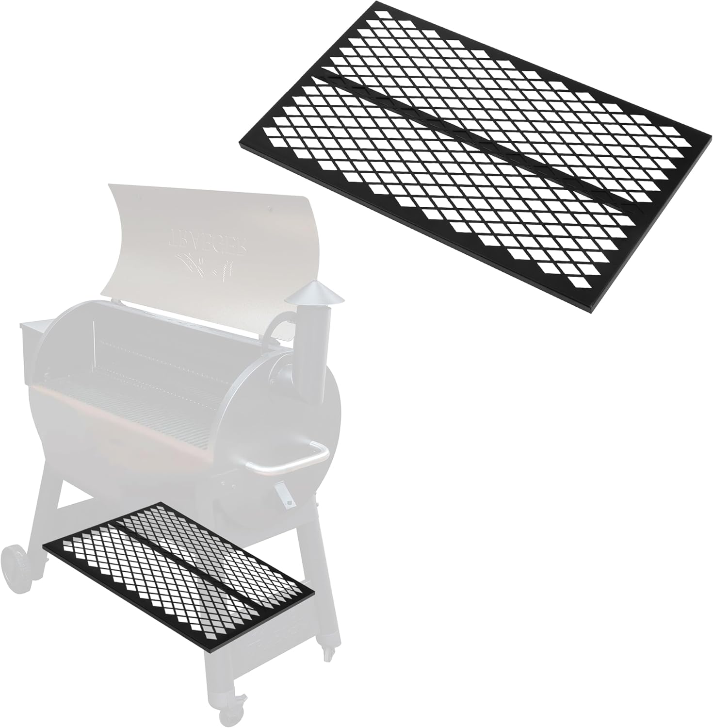 Pellet Grill Storage Shelf Compatible with Traeger Pro 575 and Traeger Pro 22 Accessories - Black Powder Coated Steel Shelf for BBQ Pellet Storage Container