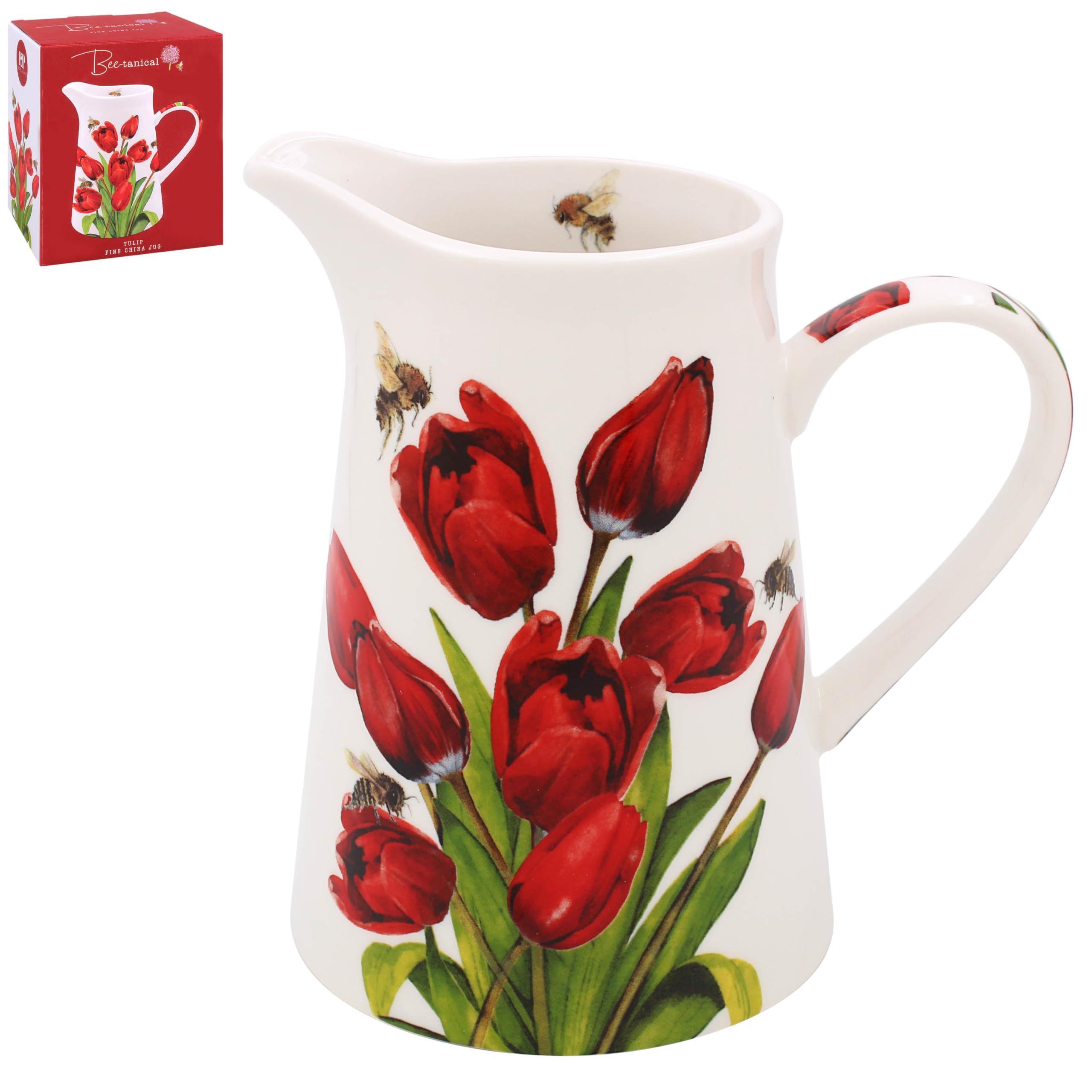 The Leonardo Collection Red Lesser & Pavey Sarah Boddy Beetanical Tulip Jug | Ceramic Or Glass For Kitchen Use | Beautiful Cream Or Milk Jug For Daily Needs | Versatile Water Jug For Home