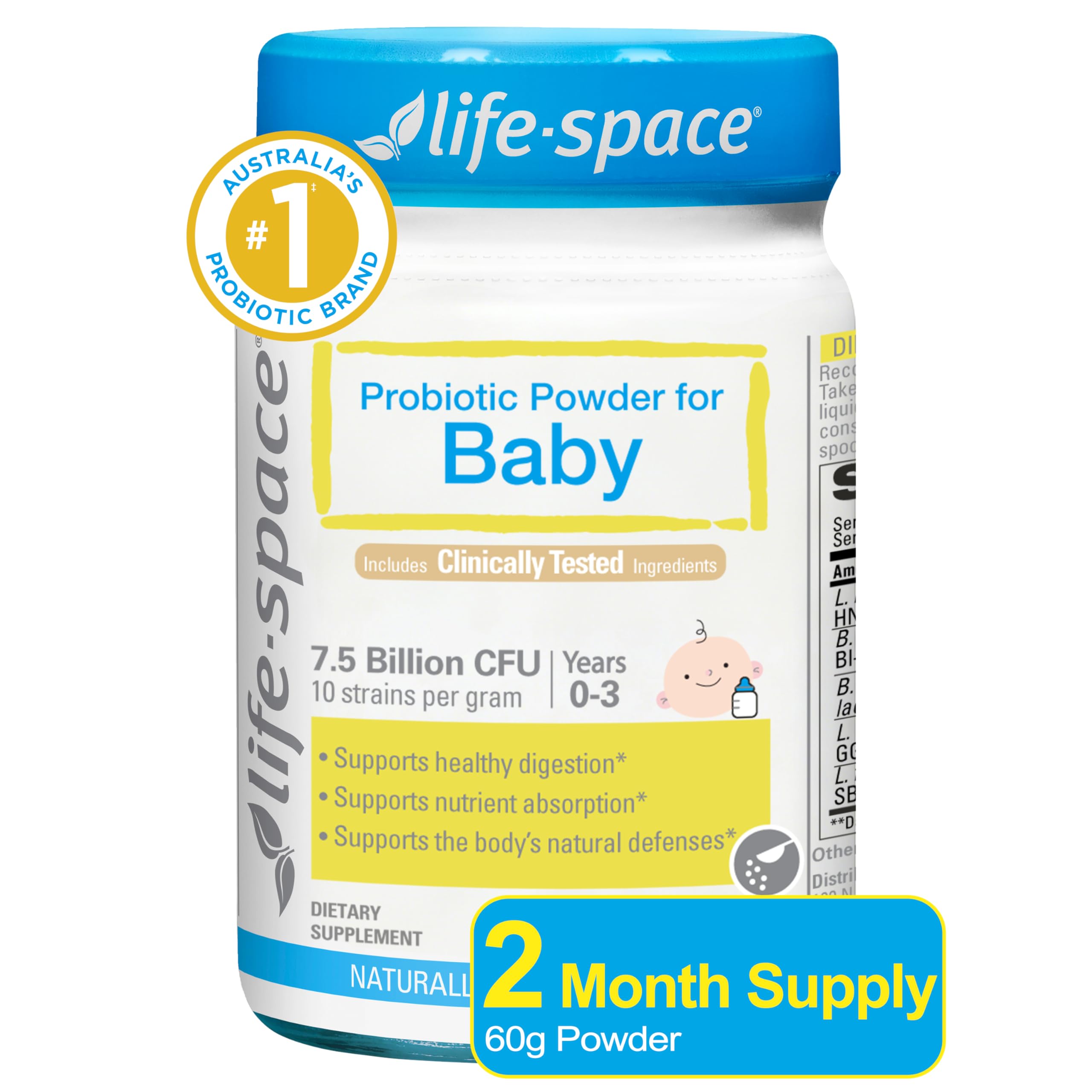 - 60 Grams, for 0-36 Month Baby, 7.5 Billion CFU & Multi Strain, Balance Microflora, Supports Digestive Health & Nutrient Absorption & Immunity, No Refrigeration Probiotic Powder for Baby