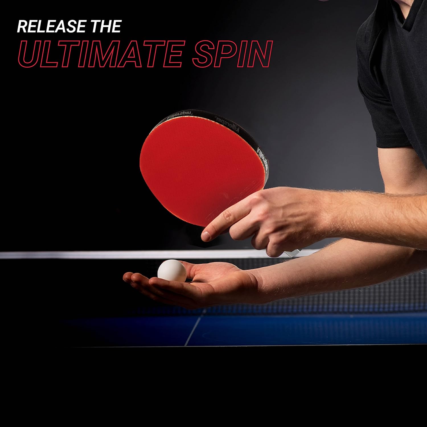 Killerspin KIDO 7P RTG Premium Table Tennis Racket Professional, ITTF-Approved, Wooden Hard Paddle, Dual-Colored in Red/Black