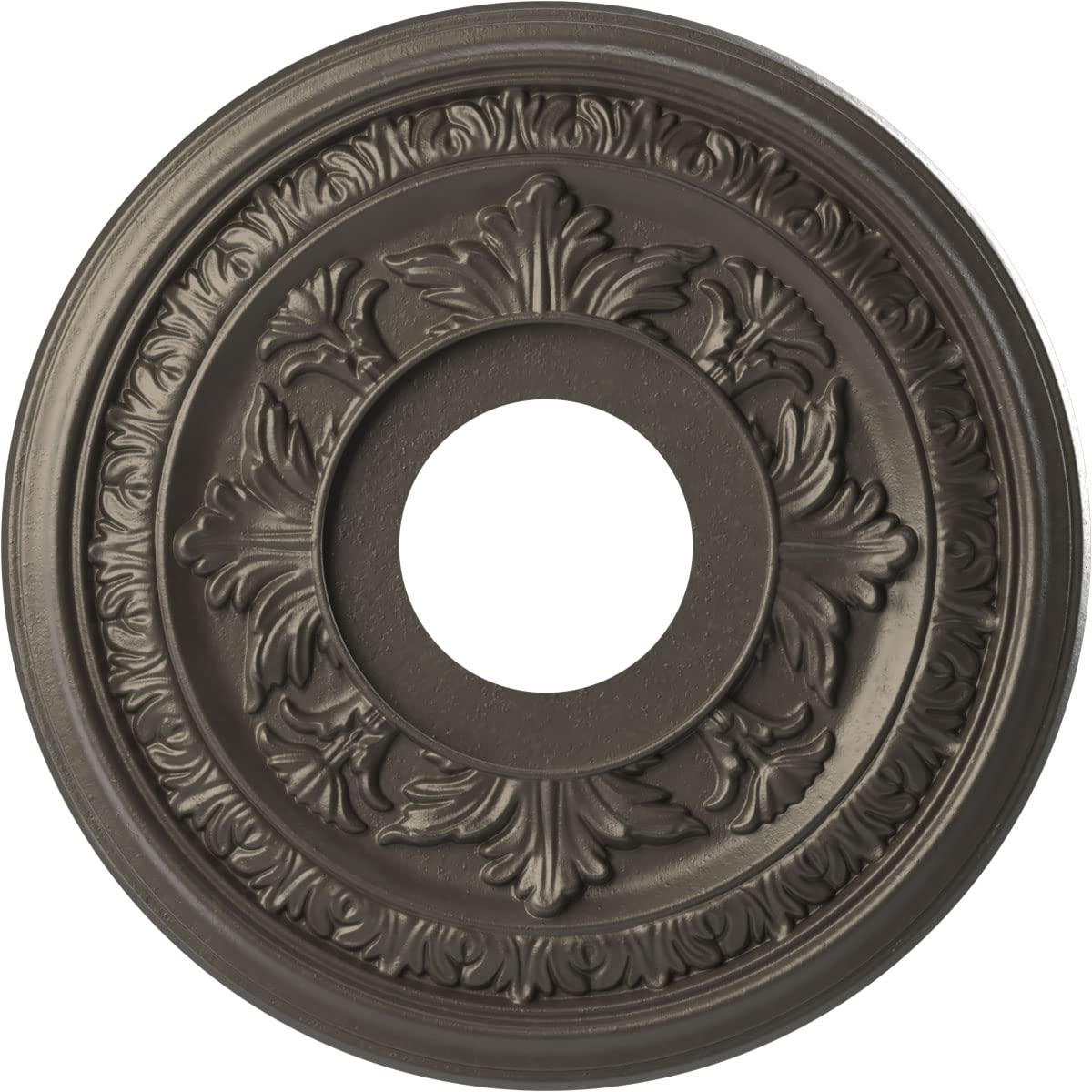 Ekena Millwork CMP13BADST Baltimore Thermoformed PVC Ceiling Medallion (Fits Canopies up to 5 1/4"), 13"OD x 3 1/2"ID x 3/4"P, Universal Aged Metallic Weathered Steel