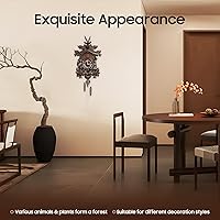 Vista 3 de TFCFL Reloj de pared de cuco retro, reloj de cuco MDF con diseño de bosque animal, reloj de pared de cuarzo musical con péndulo y silenciador