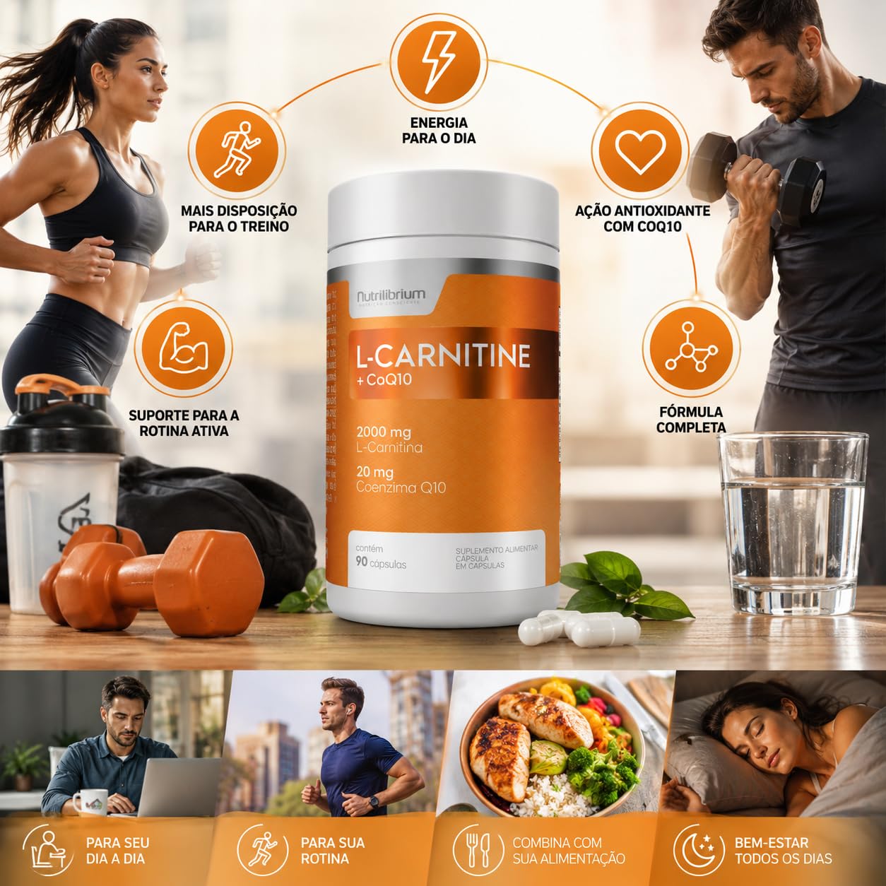 L-Carnitina + Coenzima Q10 90 Cápsulas Nutrilibrium
