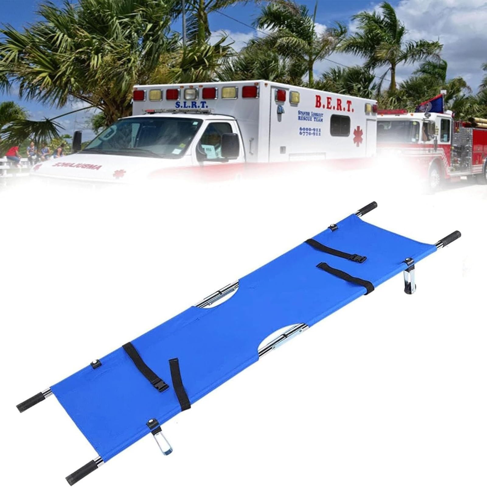 SGKOMN Portable Stretcher, Lightweight Alloy Folding Stretcher, Waterproof Home Stretche, Back Stretcher, for Patient Transport Hospitals, Clinics, Homes, Stadiums, Ambulances and More