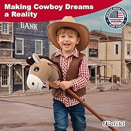 WALIKI Stick Horse Toy for Boys and Girls | Cool Cowboy Ride-On Toy | Fun Birthday Gift for Kids Ages 3 4 5 6 | Active Pretend Play for Toddlers & Preschoolers (Beige)