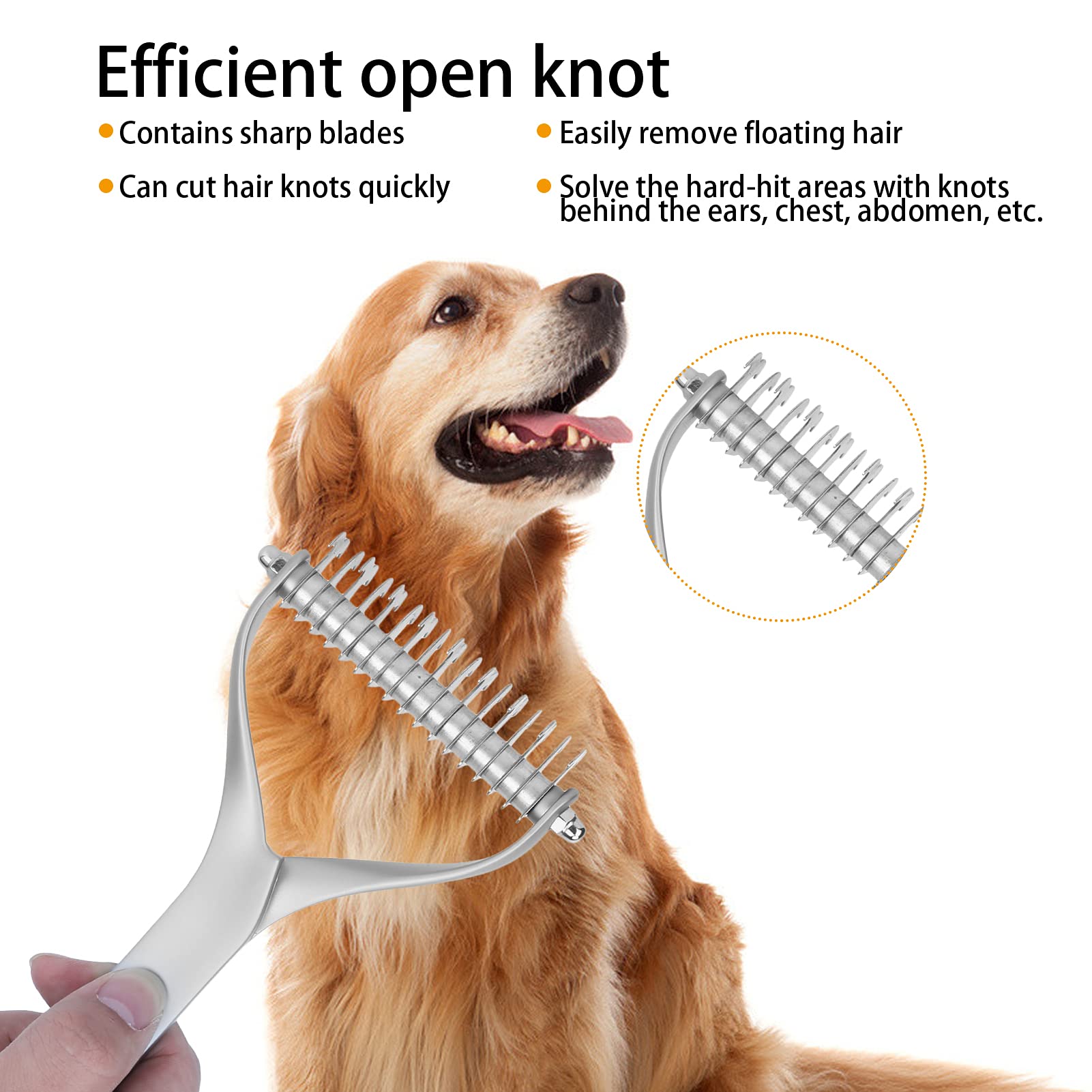 Pet Grooming Tool, Pet Grooming Supplies, 2 Sided Undercoat Rake, Dogs and Cats Shedding Comb and Dematting Tool for Mats and Removing (Large)