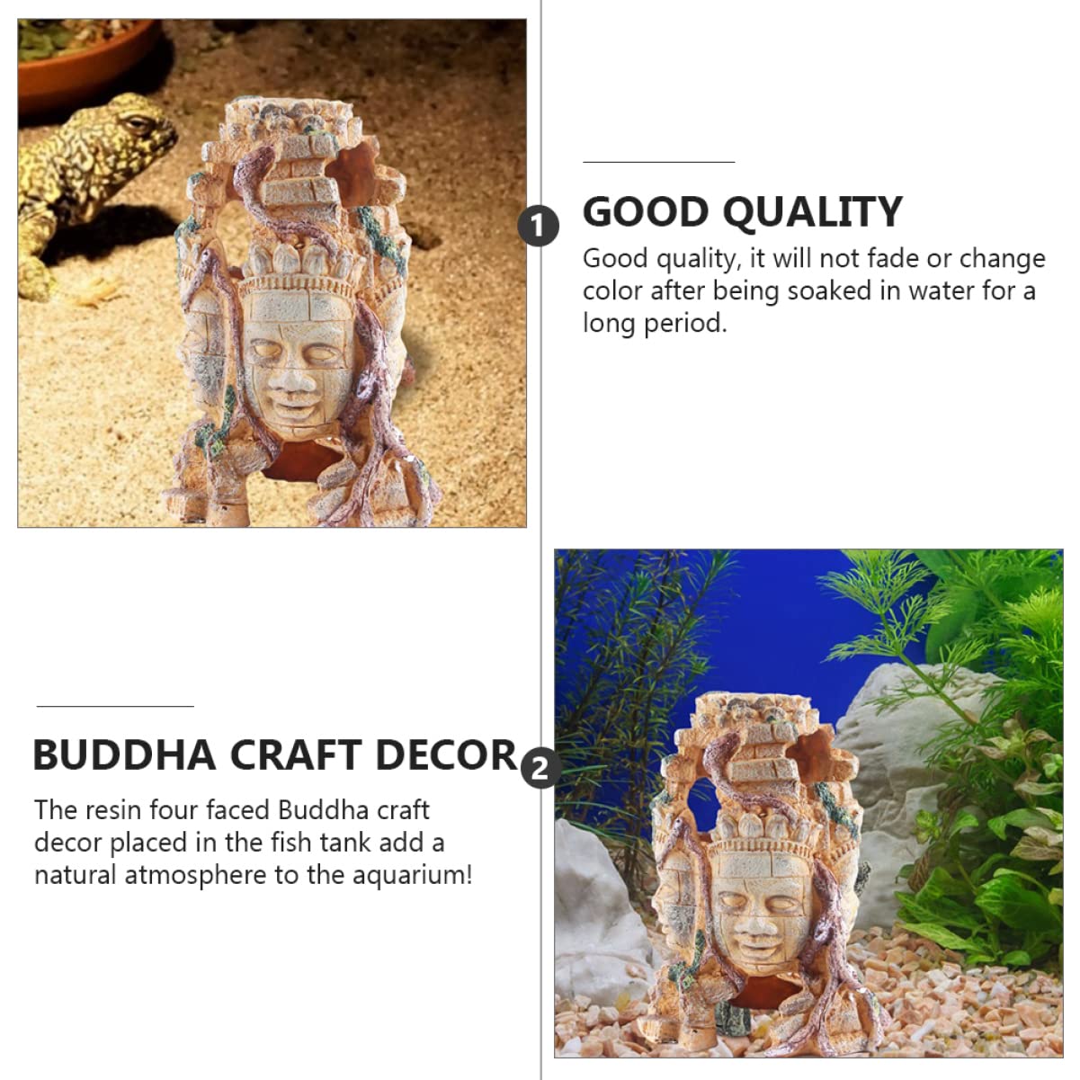 Toyvian 1 Decorazionper con Buddha Faccie Accessorio per e Rettili e Vivid e Sicuro per Acquatici