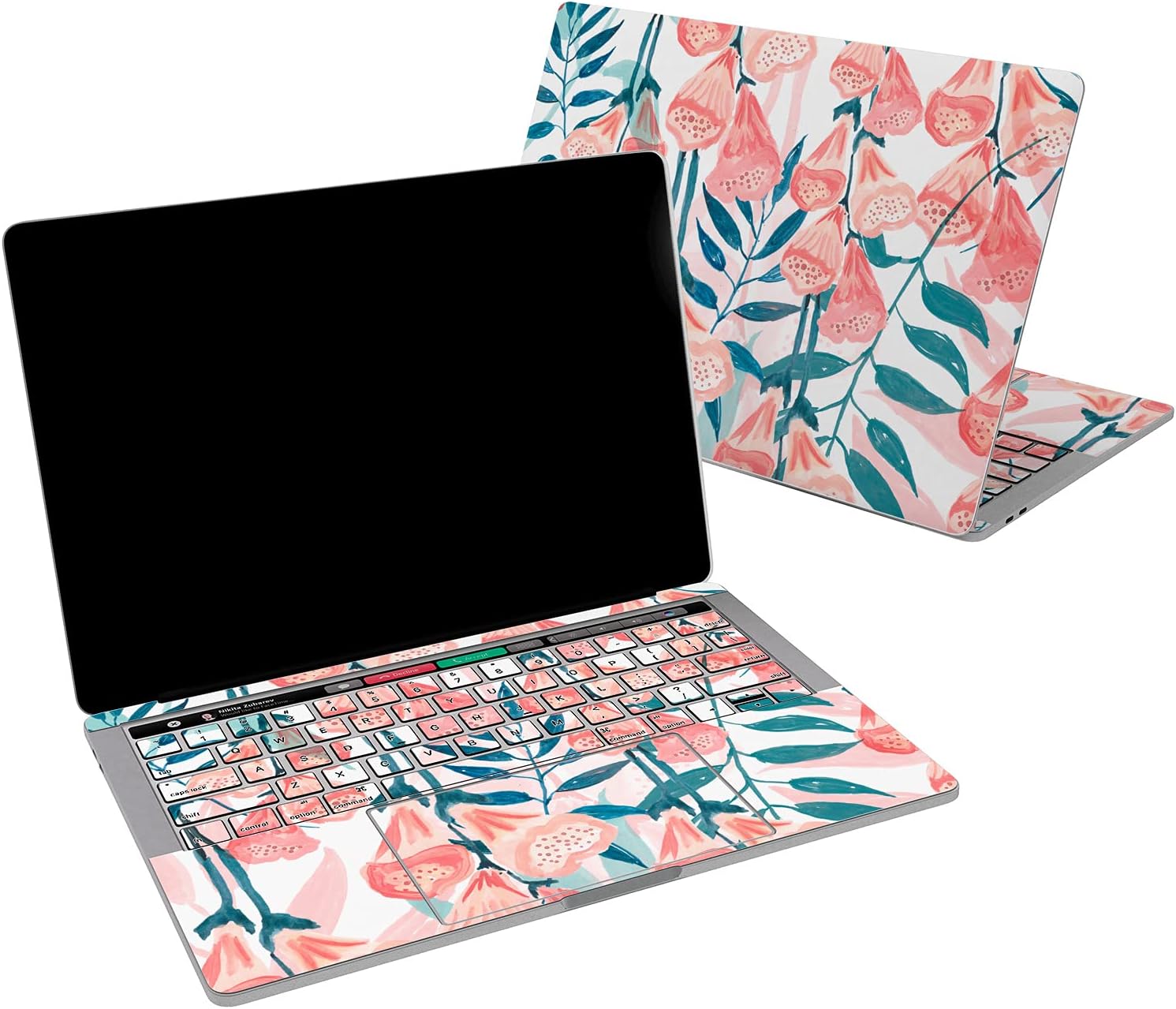 Cavka Vinyl Decal Skin Compatible for MacBook Pro 16 M1 Pro 14 2021 Air 13 M2 2022 Retina 2015 Mac 11 Mac 12 Leaf Laptop Cute Print Pattern Sticker New Cover Watercolor Red Nature Design Flower