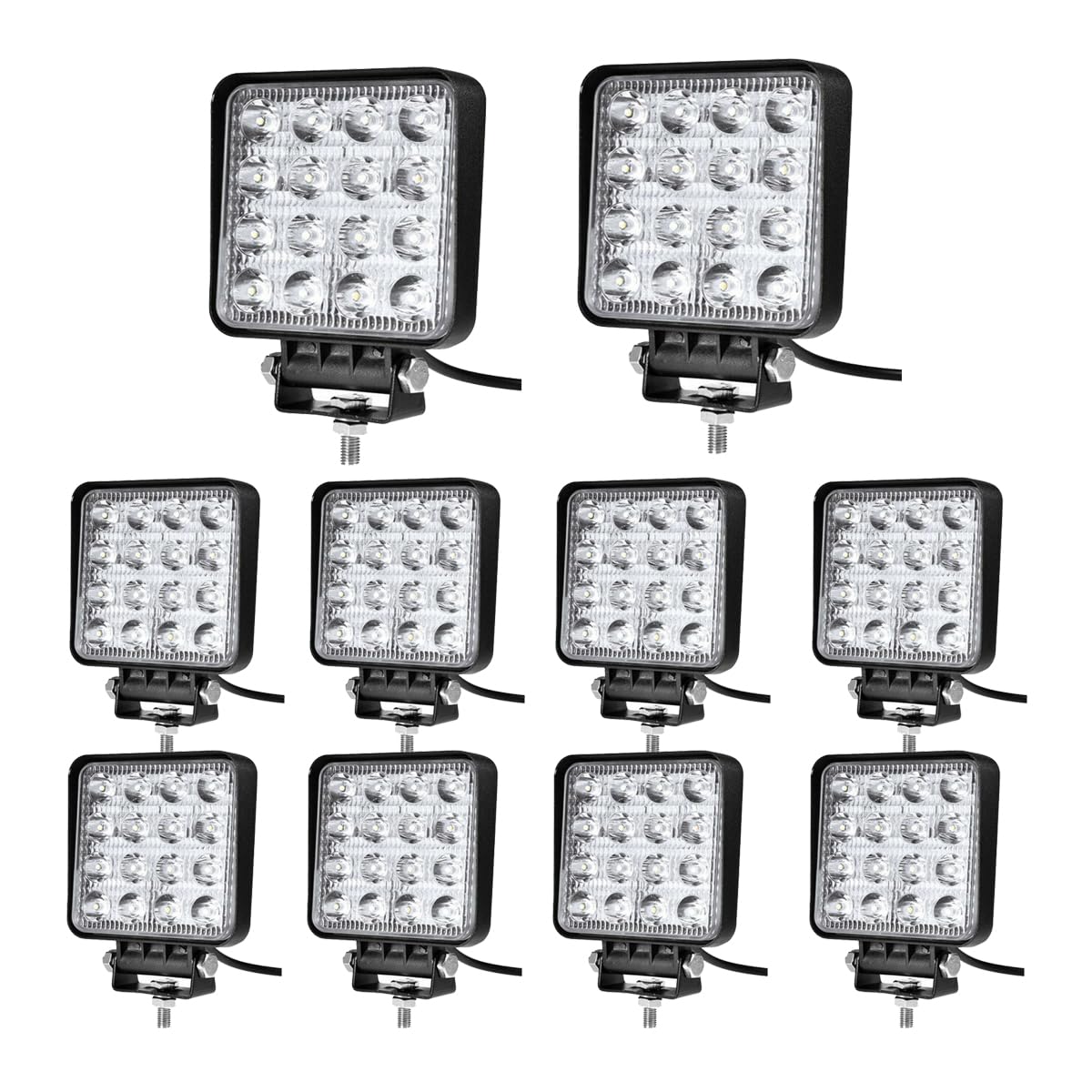 RIGIDON 6 stuks led-werklichtbalk, 7 inch 36W schijnwerper, 12V 24V rijverlichting lamp voor auto off-road boot vrachtwagen 4x4 SUV ATV tractoren graafmachine, 6000K witte mistlamp