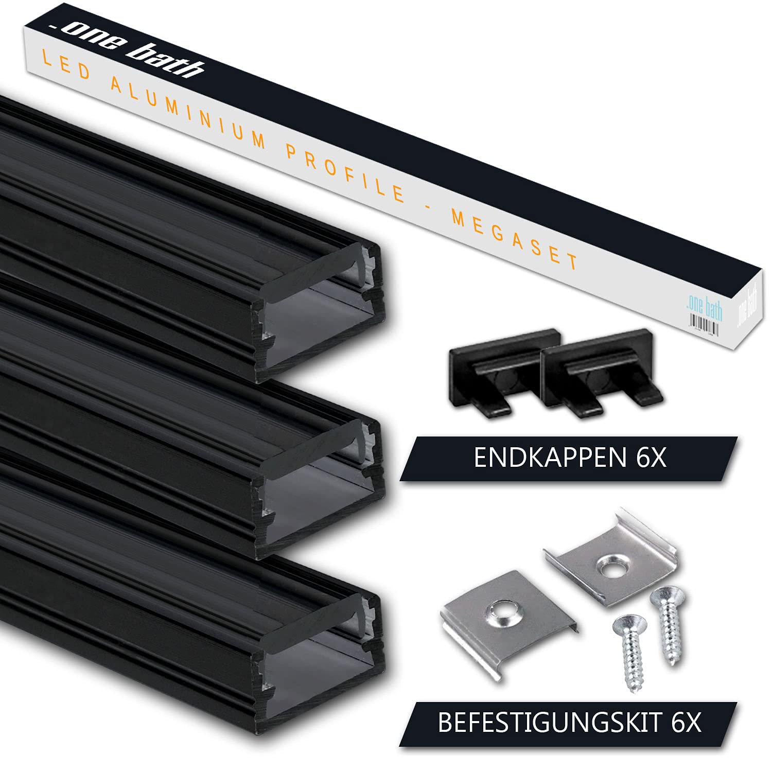 LED Aluprofil 2m am Stück I LED Alu Profile 3x2m Schwarz I Aluminiumprofil für LED Stripes I Lichtleiste I Aufputz I Innen- und Außenbereich
