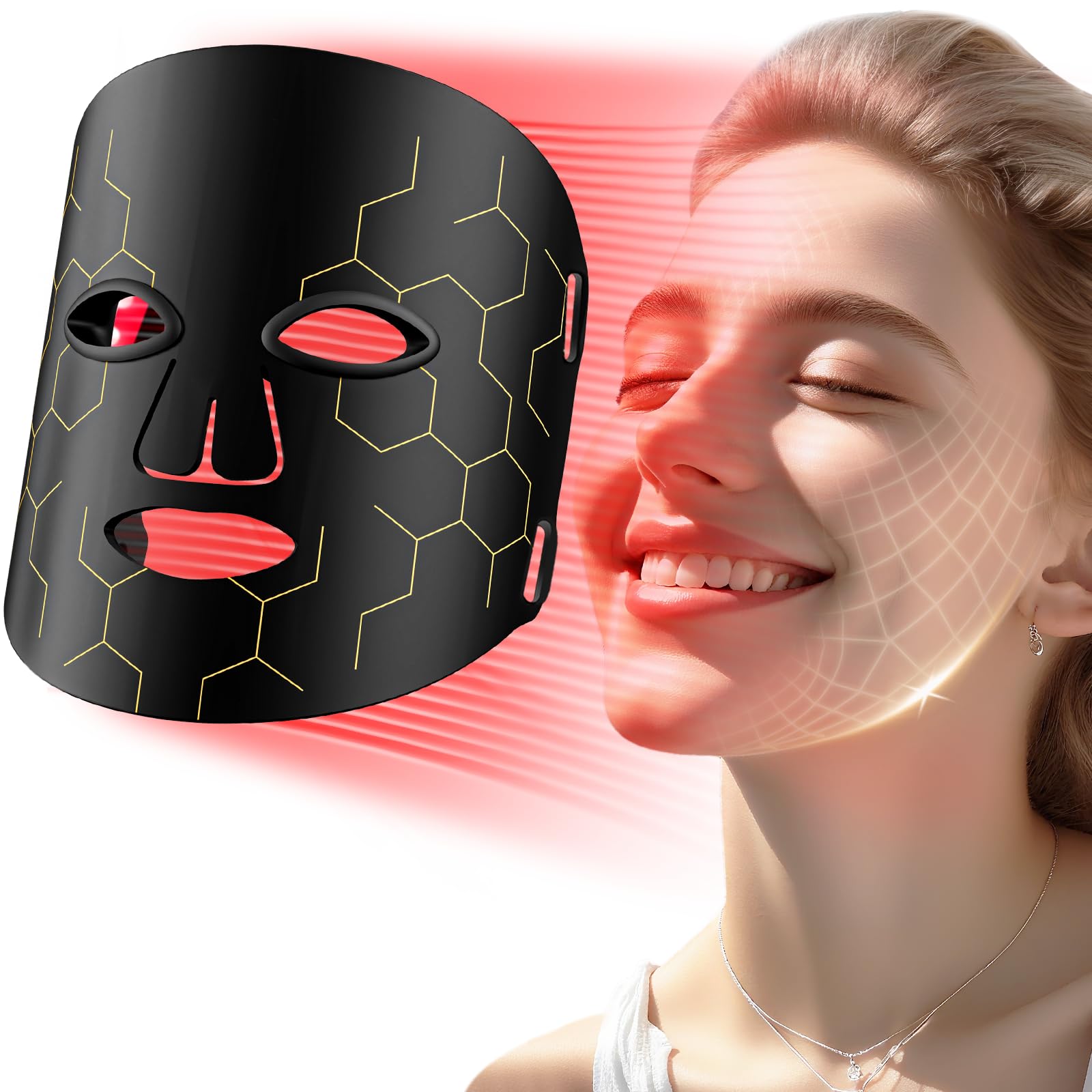 Red Light Therapy Mask for Face, 8 Modes LED Face Mask Light Therapy with 288 LEDs, 630nm & 850nm Infrared Light Therapy Mask at Home, Portable with Timer & 2600mAh Remote Control for Anti-Aging.