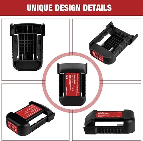 Miniatura 4 de Paquete de 2 adaptadores de cargador USB compatibles con batería Dewalt de iones de litio de 20 V con salida USB e interfaz de carga rápida tipo C