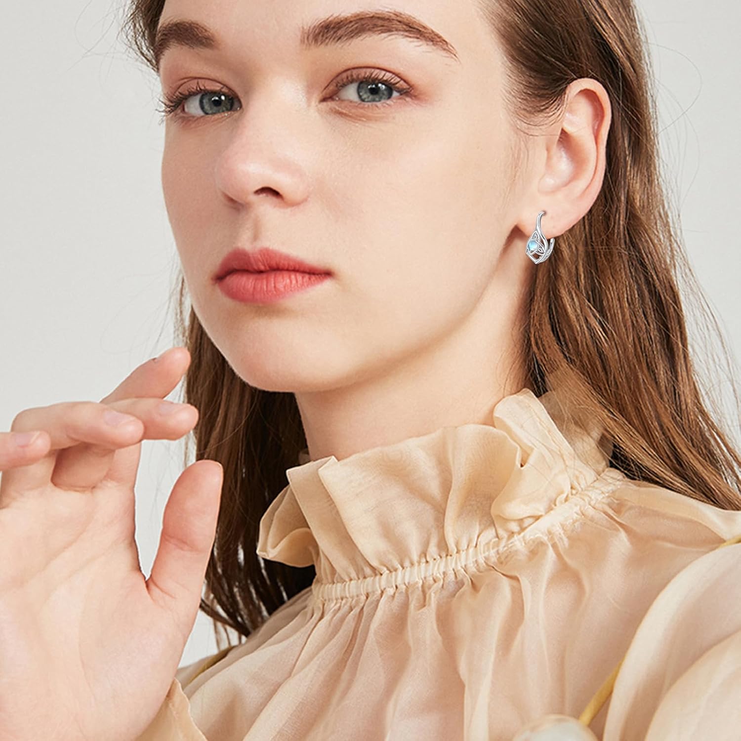 CUOKA MIRACLE Celtic Moonstone Earrings for Women S925 Sterling Silver Irish Celtic Knot Moonstone Earrings Small Hoop Leverback Earring for Women Jewelry Gifts for Family - Image 4