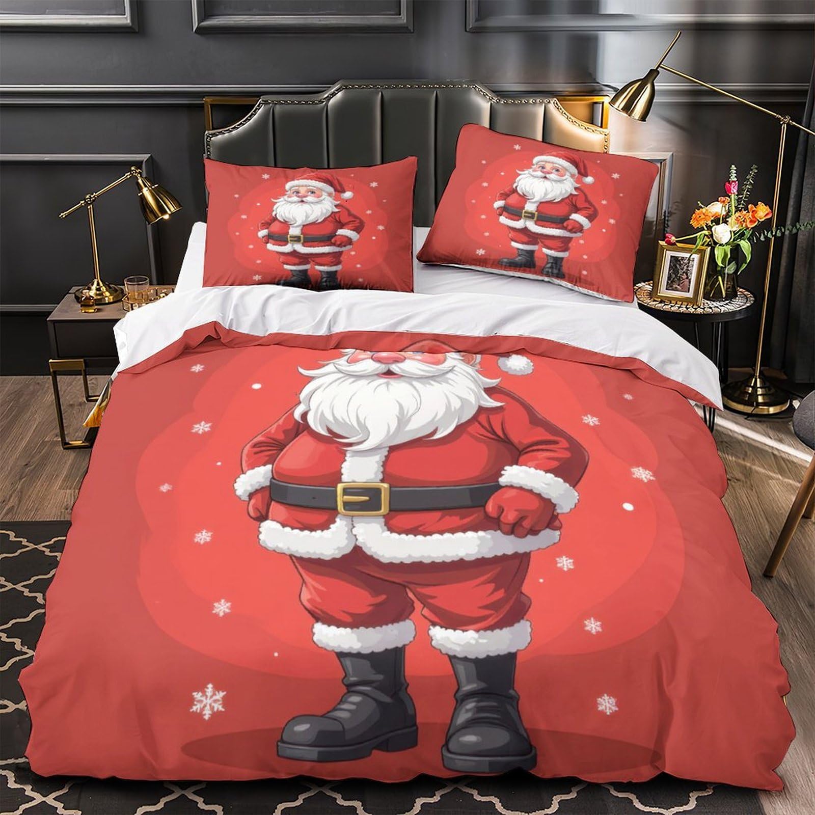 Parure de lit Père Noël en microfibre 3D douce et résistante