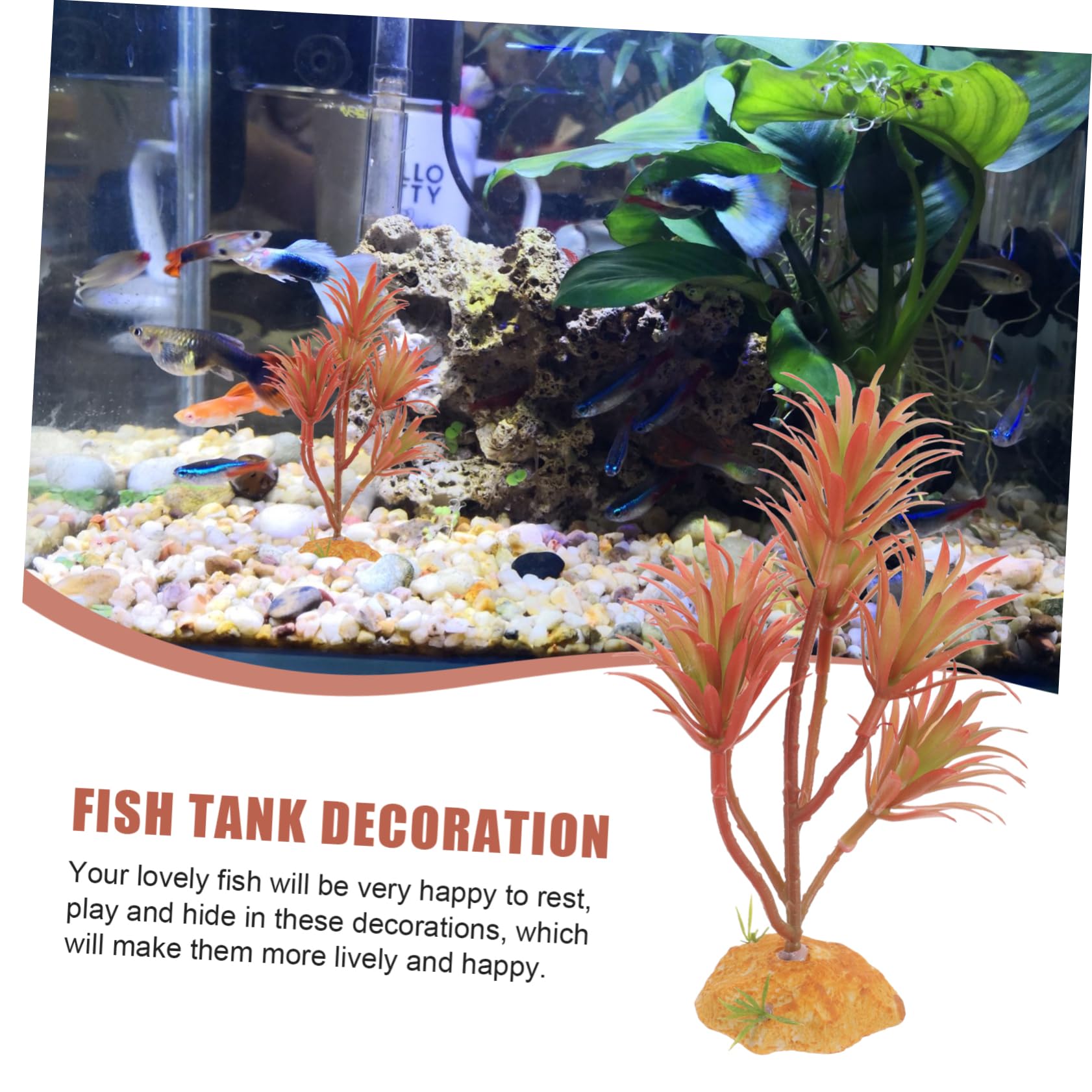 HEMOTON 5 Pezzi Set di piante simulato decorazioni per piante d'acquario impostore Foglie habitat Piccole piante finta decorazione vegetale pianta acquatica falsa plastica