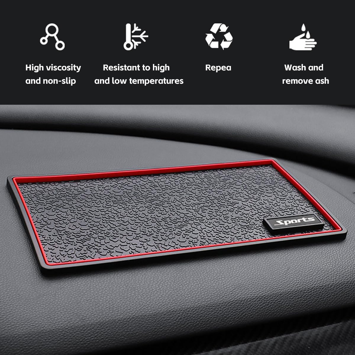 Adunsiaoto Tapis Antidérapant 3 En 1 Pour Voiture - Support Téléphone Portable En Silicone Lavable