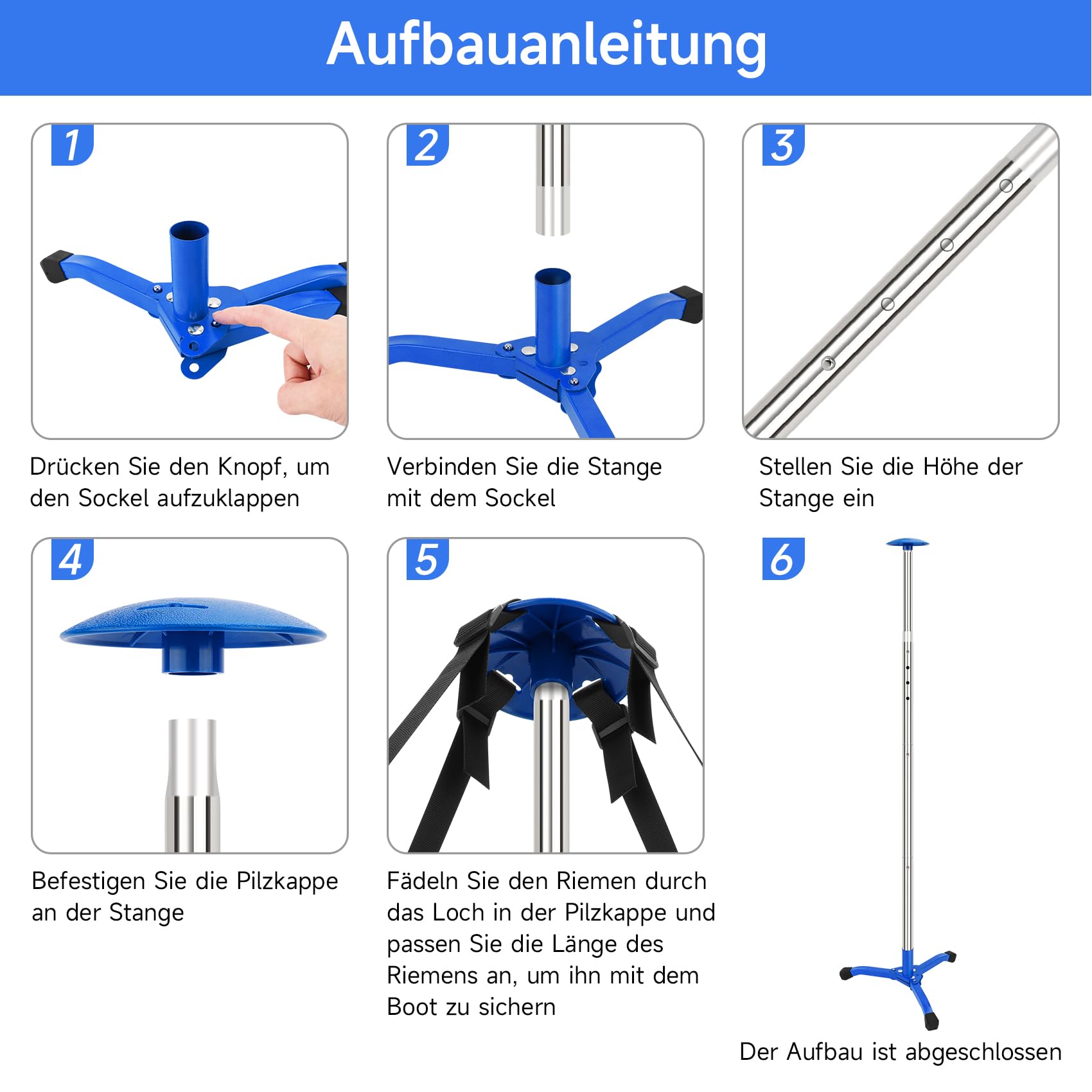 KOMCLUB Edelstahl Teleskop Stützstange für Bootsabdeckungen | Sieht edler aus als einfache Stahlmodelle und hält jahrelang ohne Flugrost oder Verwitterung stand
