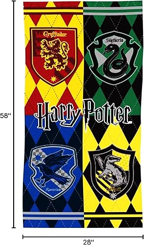 Miniatura 3 de Harry Potter Toalla de playa 28x58 pulgadas Hogwarts Crests Print Multicolor