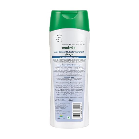 Medimix Enriched Ayurvedic Anti-Dandruff & Scalp Treatment Shampoo for Healthy and Dandruff-Free Hair (400 ml / 13.53 fl oz)