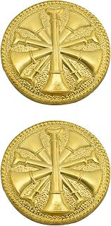 Smith & Warren Five crossed Fire Chief Bugles On Round Disc Collar Brass Rank Insignia Gold Finish Fire Uniform Pin