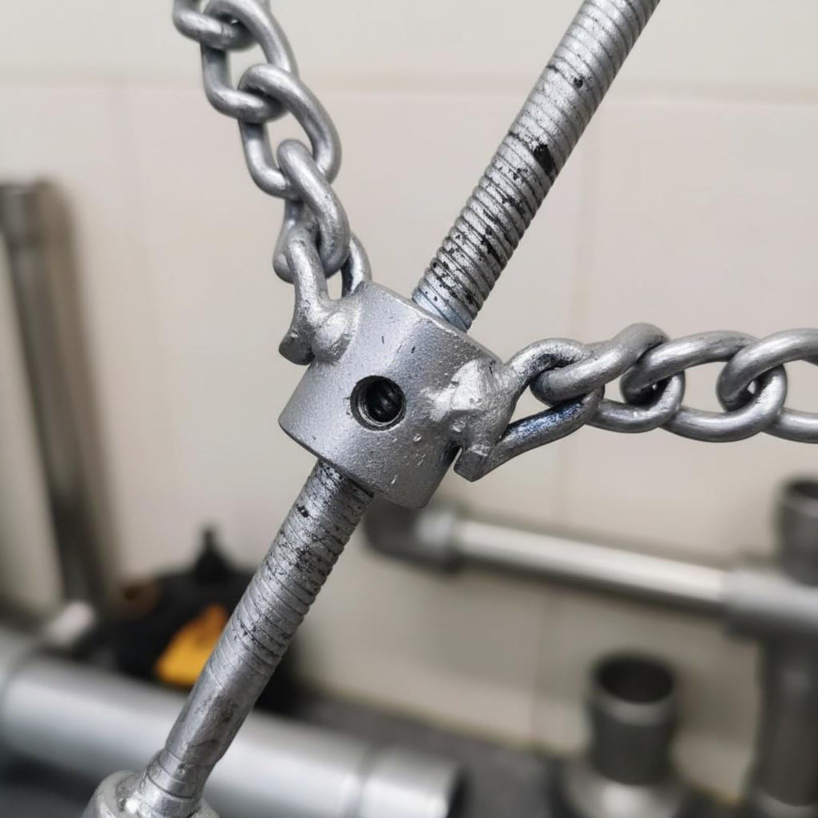Rohrreinigungs-Kettenkopf einstellbar Kettenbohrkopf Rohrreinigungswerkzeug für Klempner, Doppelketten-Schneidkopf-Reiniger Mit 16mm Anschluss
