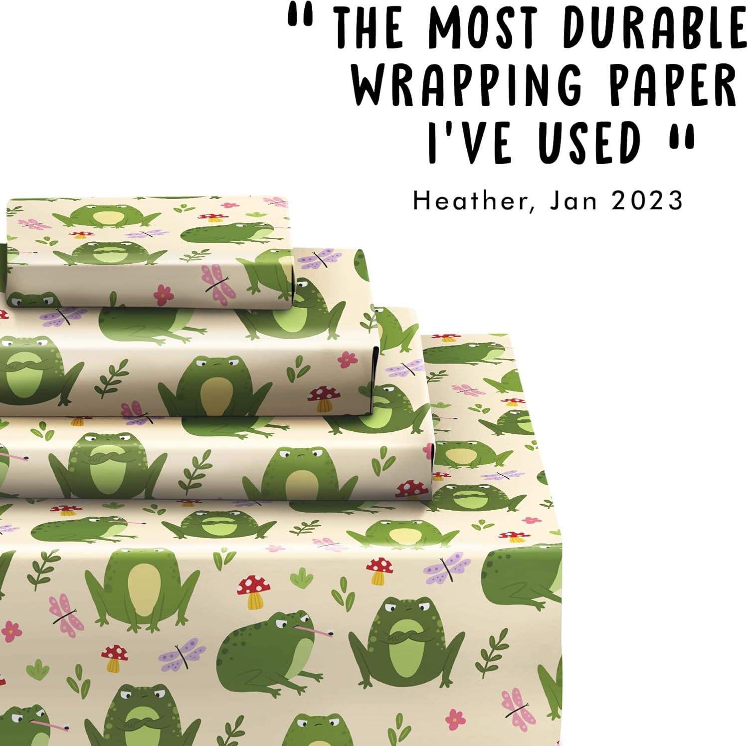 CENTRAL 23 Frog Wrapping Paper - 6 Sheets Of Trendy Gift Wrap - Grumpy Frogs - Mushroom Dragonfly Flower - Funny Wrapping Paper For Her - Comes With Stickers - Image 7