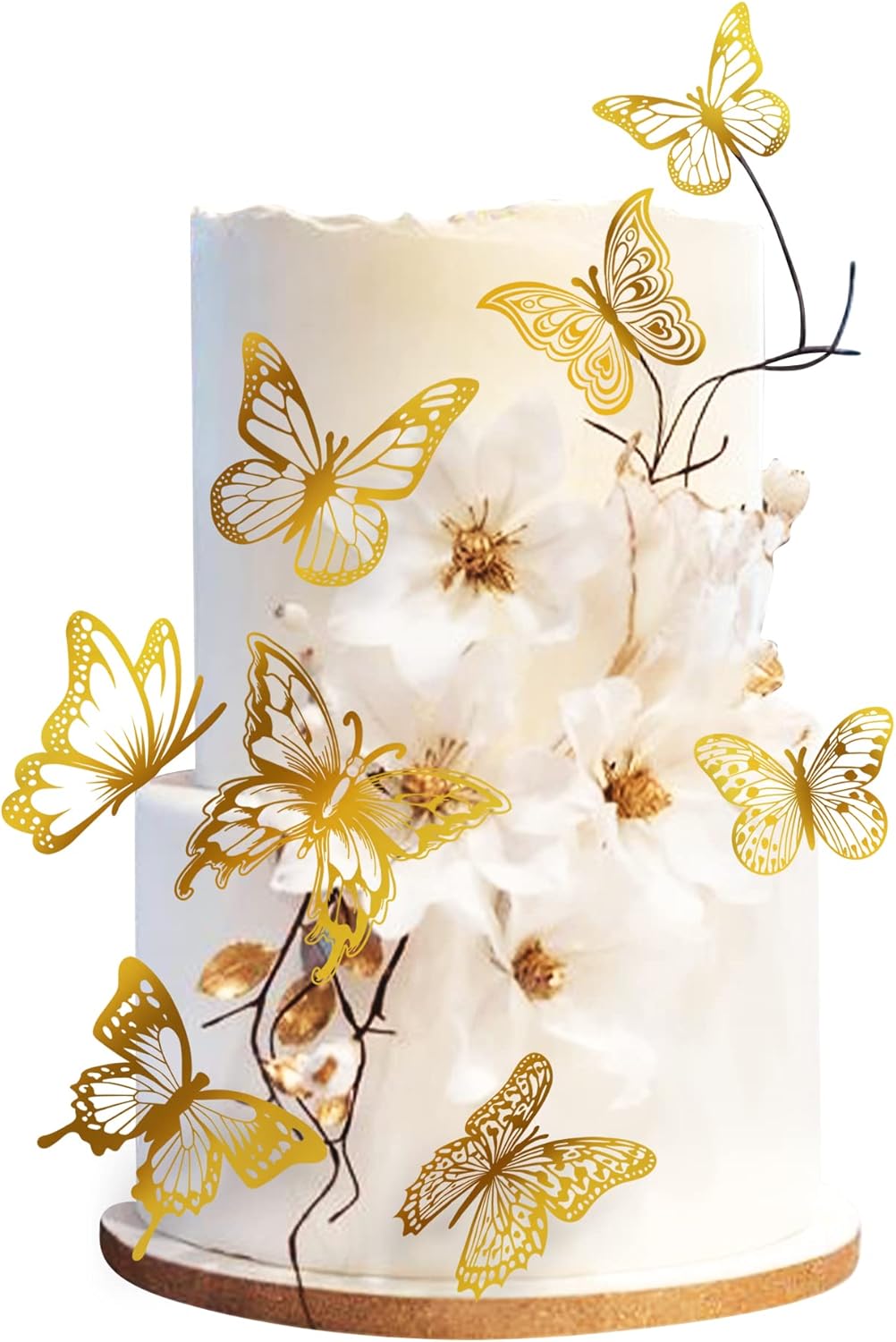 Gold Butterfly Cupcake Toppers - 12 Pack Welcome Baby Cake Decorations For Butterfly Theme Parties & Baby Showers