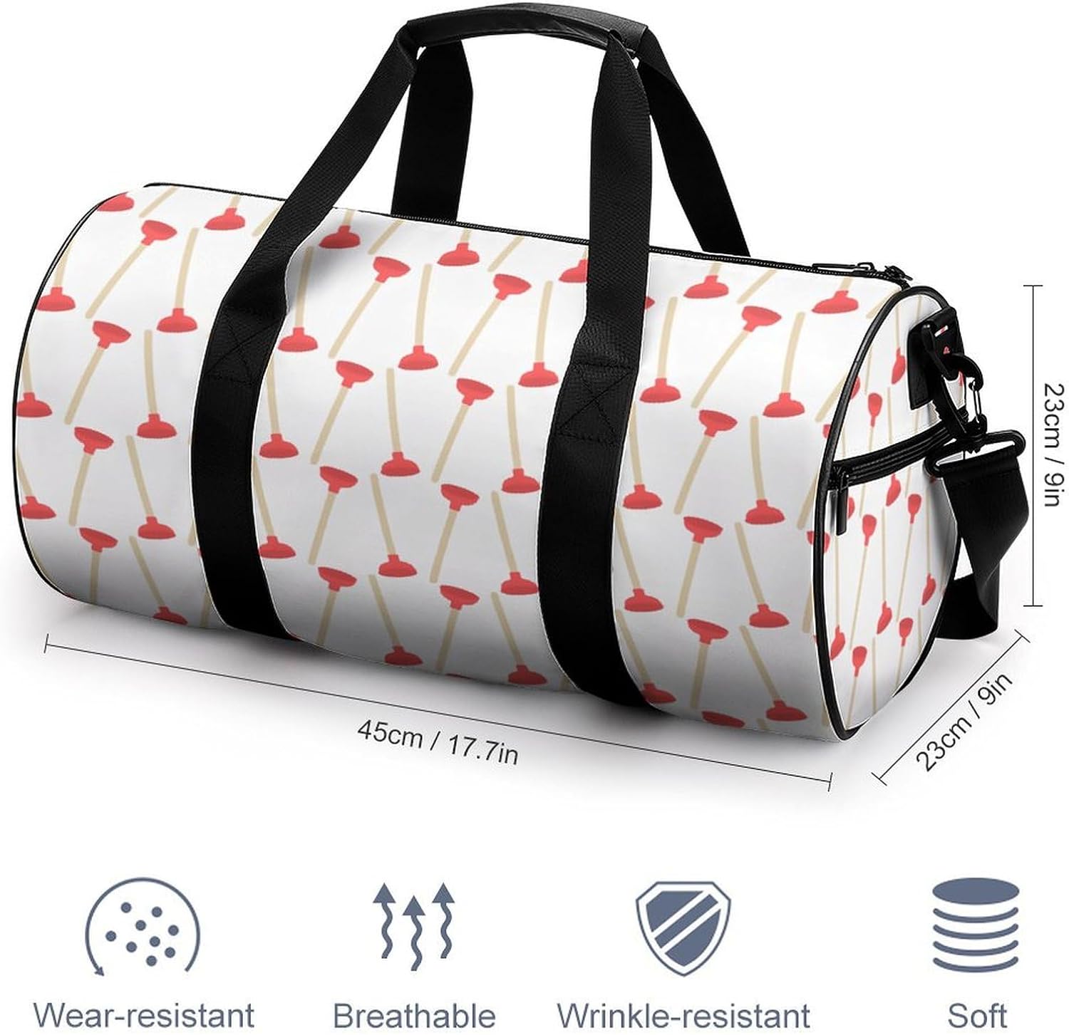 Toilet Plunger Large Capacity Portable Cylindrical Fitness Bag