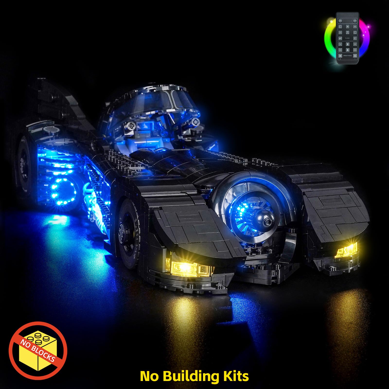 BrickBling Kit di luci con telecomando compatibile con Lego 76355 Batmobile
