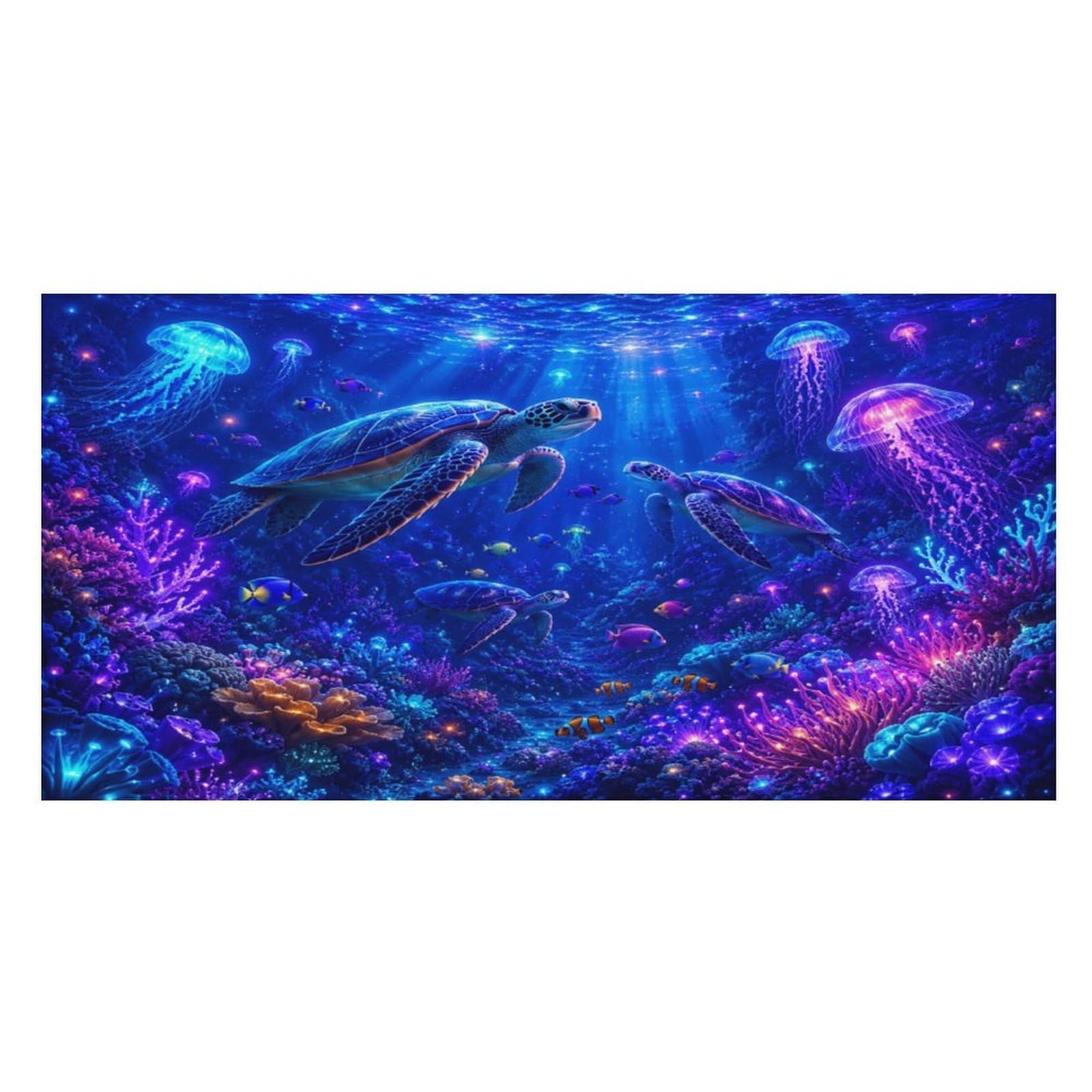 Anceky Colorful Sea Turtles and Jellyfish Underwater Scene Oversized Beach Towel Quick Dry Sand Free Microfiber Travel Towel Lightweight Multi Purpose Beach Blanket Pool Gym Bath Towel 63x31 in