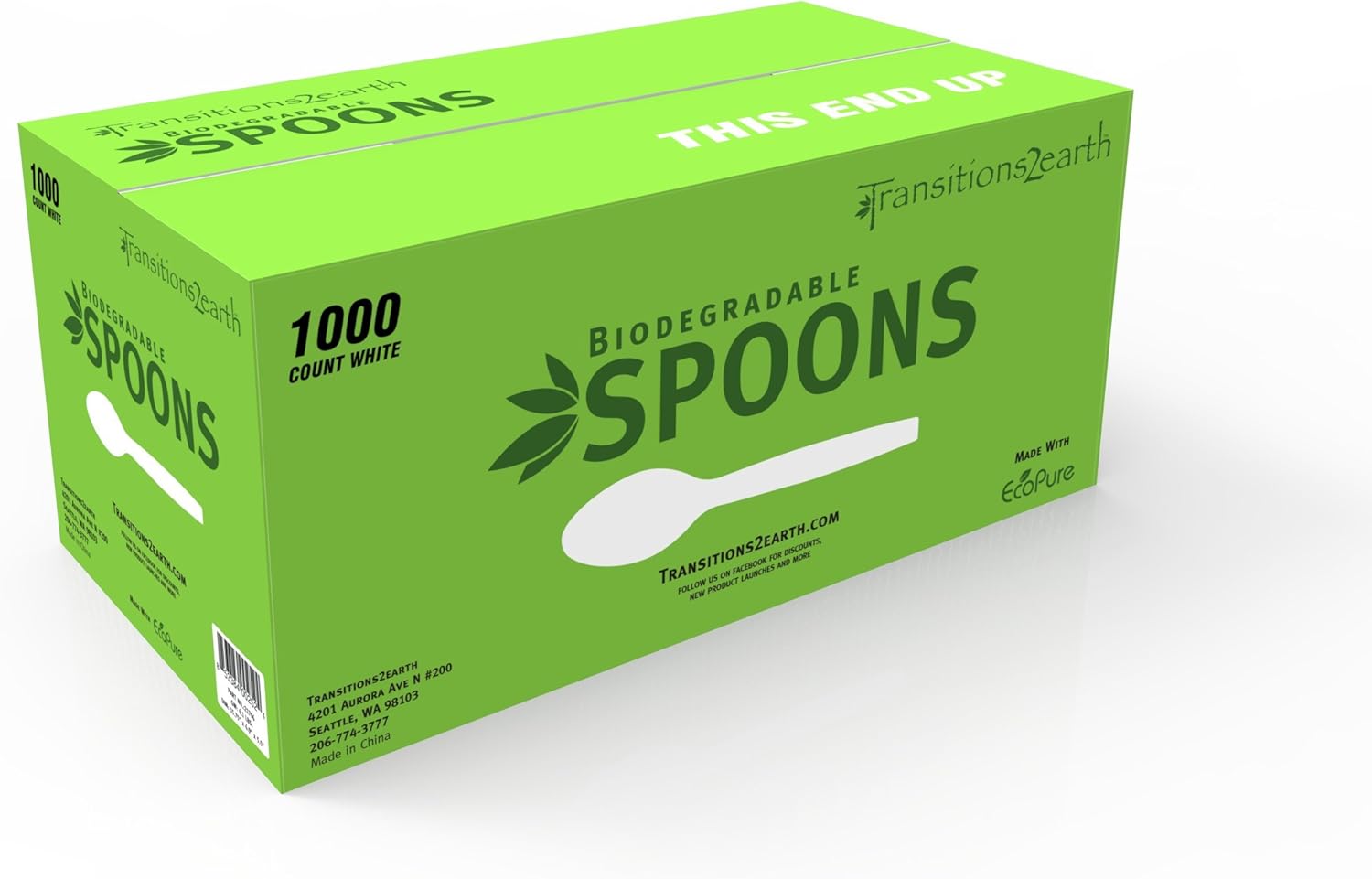 Biodegradable EcoPure Economy LIGHTWEIGHT Spoons – Box of 1000 – Earth-Friendly, BPA-Free, Heat Resistant, Reycable Utensils