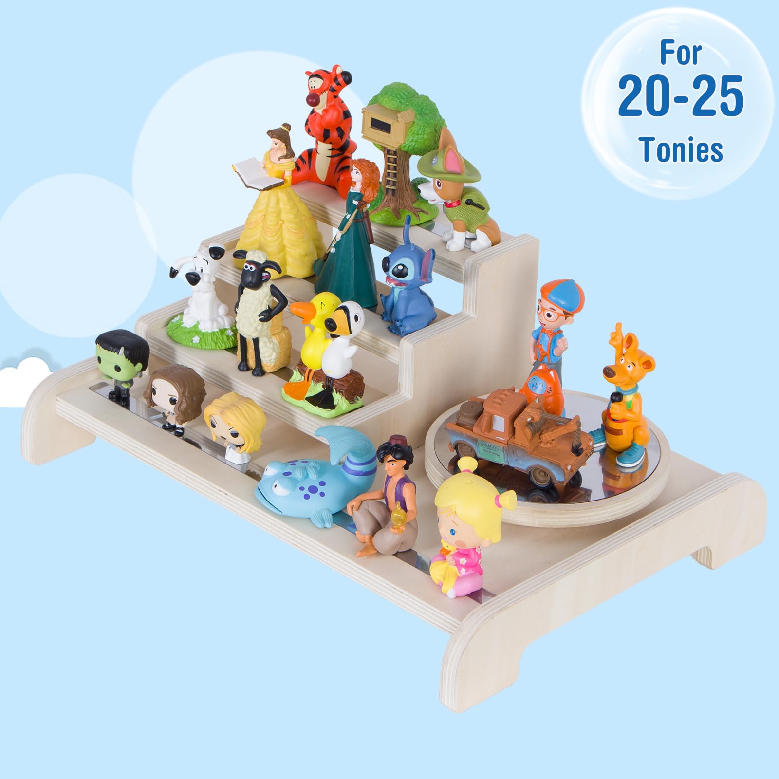 Todeco Étagère Magnétique à Poser pour Tonies,avec Plateau Rotatif Amovible | 20-25 Tonies, Compatible avec Toniebox et Station de Charge, Plateau Magnétique, Sans Montage, pour Chambre Enfant
