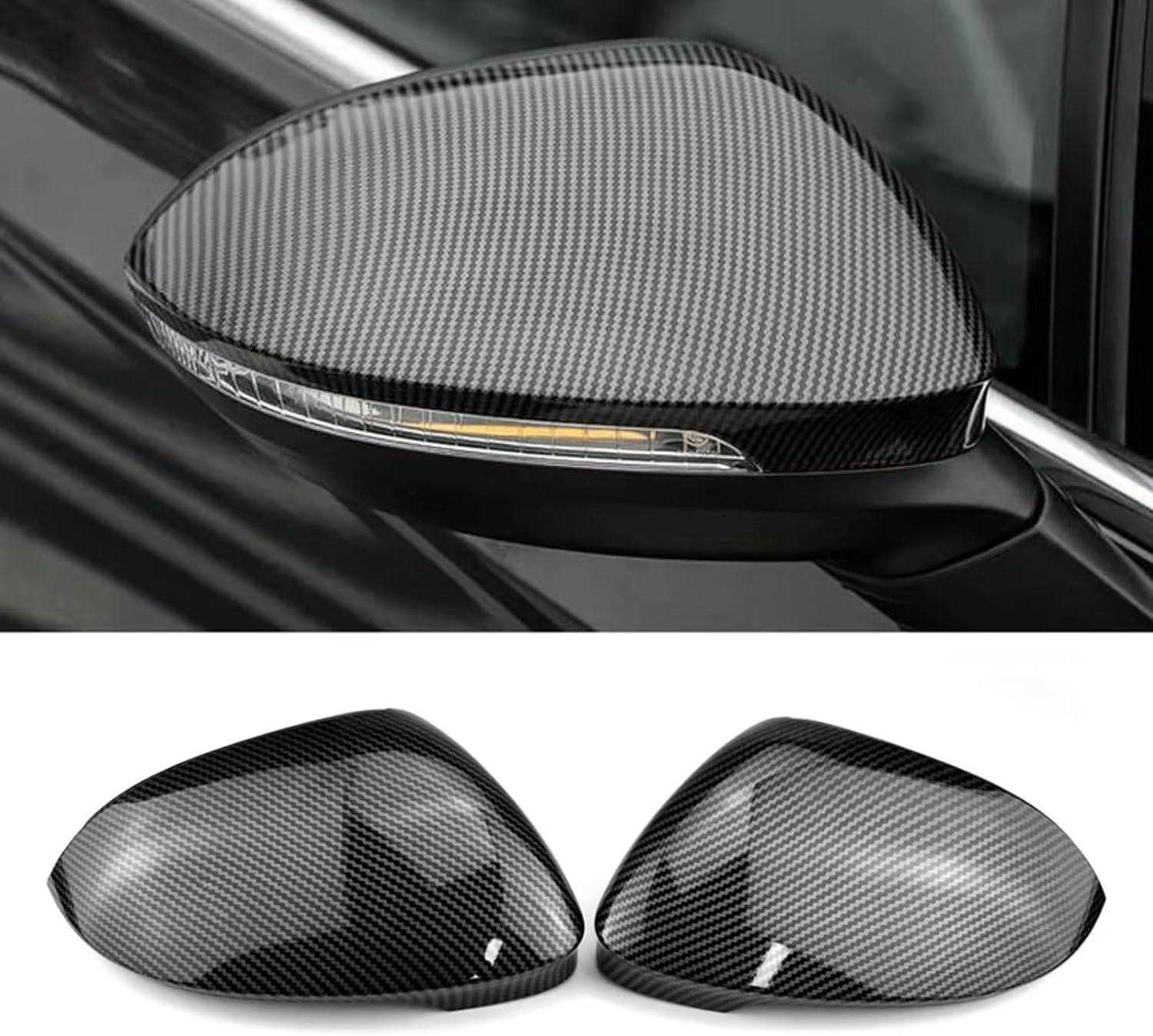 Carbon Fiber Rearview Side Glass Mirror Cover Trim Frame Side Mirror Caps for Golf 8 MK8 2020 2021