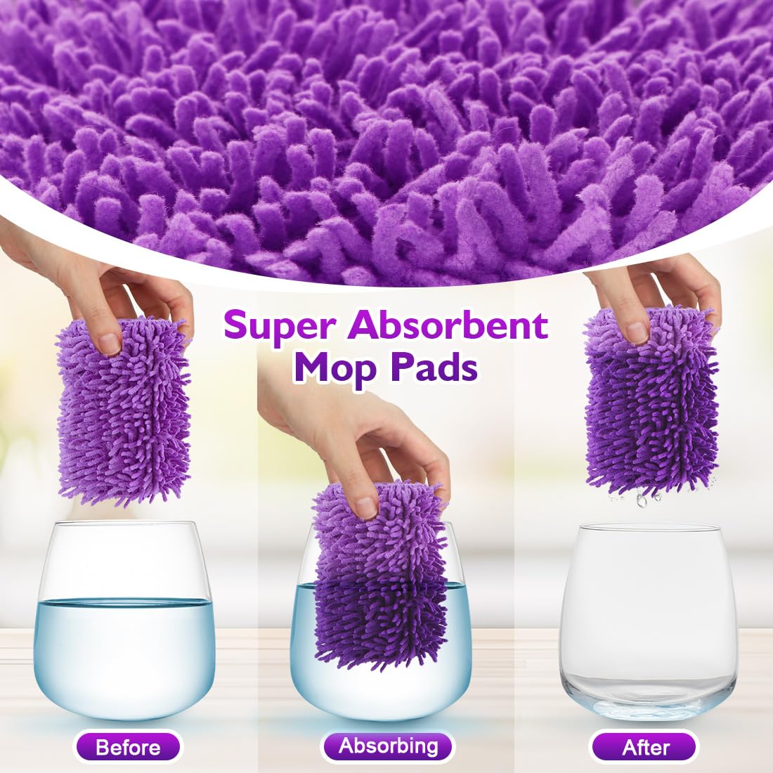 UNIMADE Almohadillas reutilizables para mopa Swiffer PowerMop, paquete de 8 almohadillas de microfibra para mopa de 13 a 15 pulgadas, almohadillas lavables de repuesto para la mayoría de tipos de